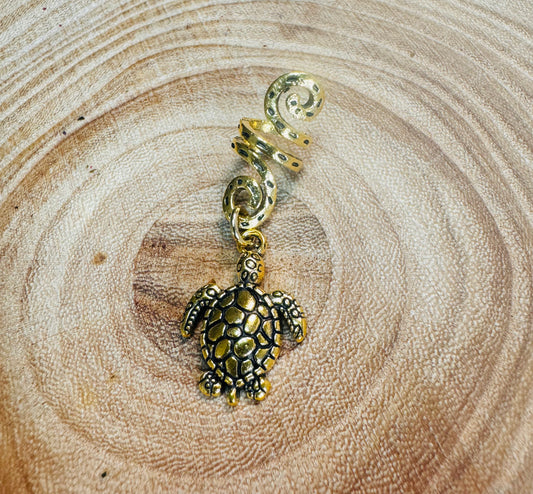 Antique Golden Hair Spiral Turtle