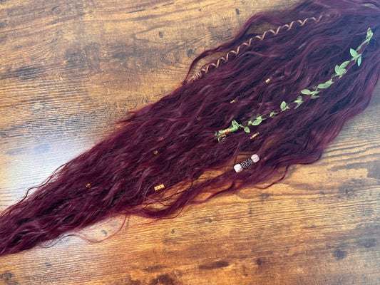 Clip in Dreadlock Ponytail - Dark Red