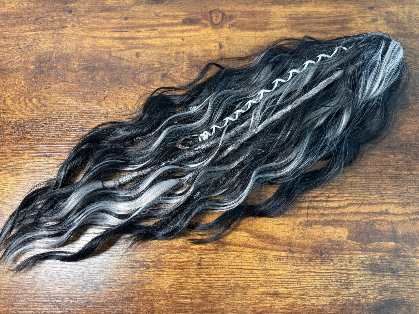 Clip in Dreadlock Ponytail -Grey Ombré