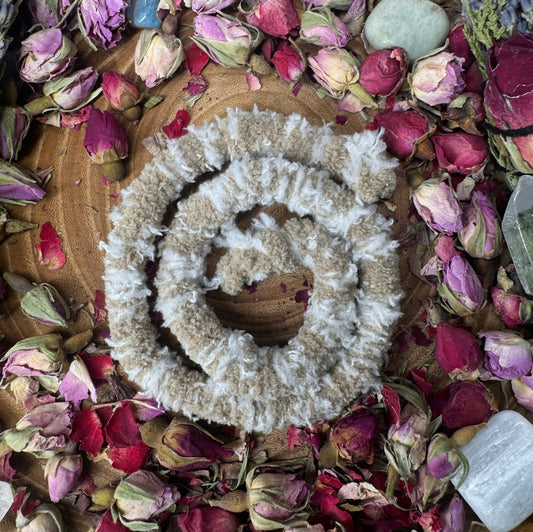 Fluffy Beige White Bendable Spiral Hair Tie