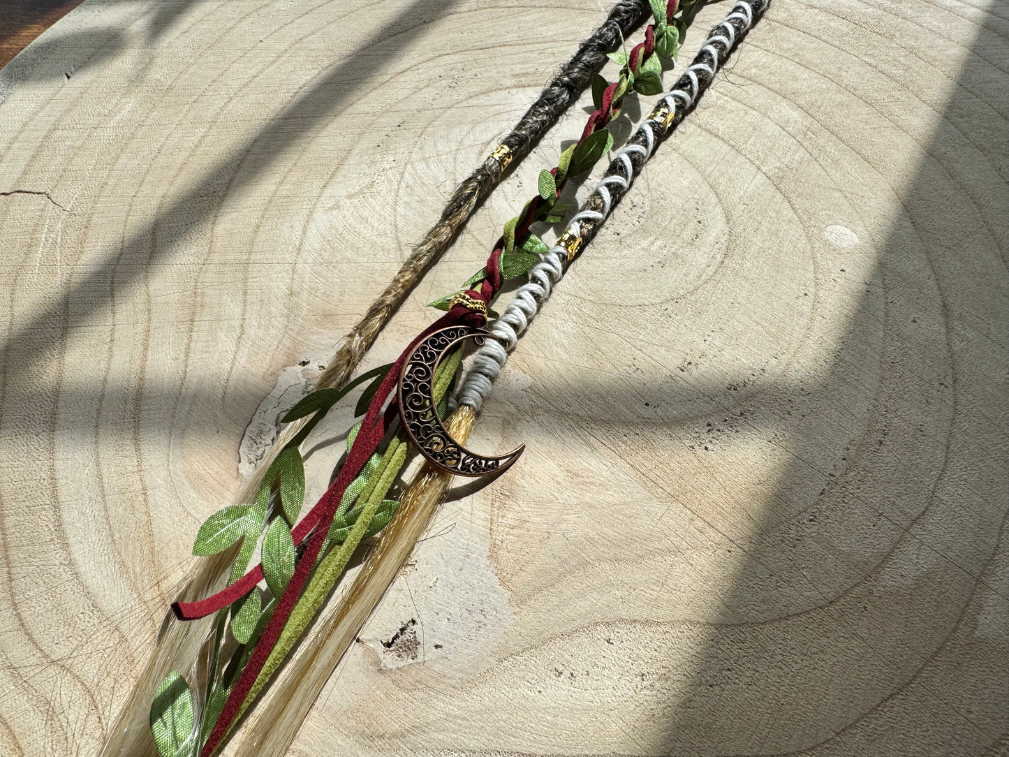 Meadowlight Clip-In Dreadlocks (2 Locs + Wrap) | Handmade Synthetic Dreads | Easy Install | 20 inch | Boho Festival hair