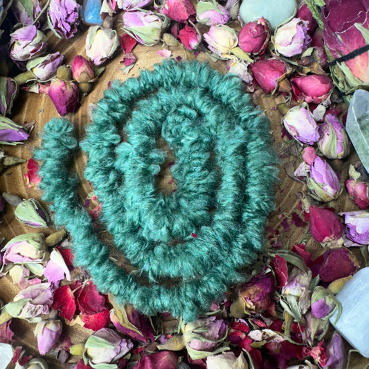 Fluffy Teal  Bendable Spiral Hair Tie