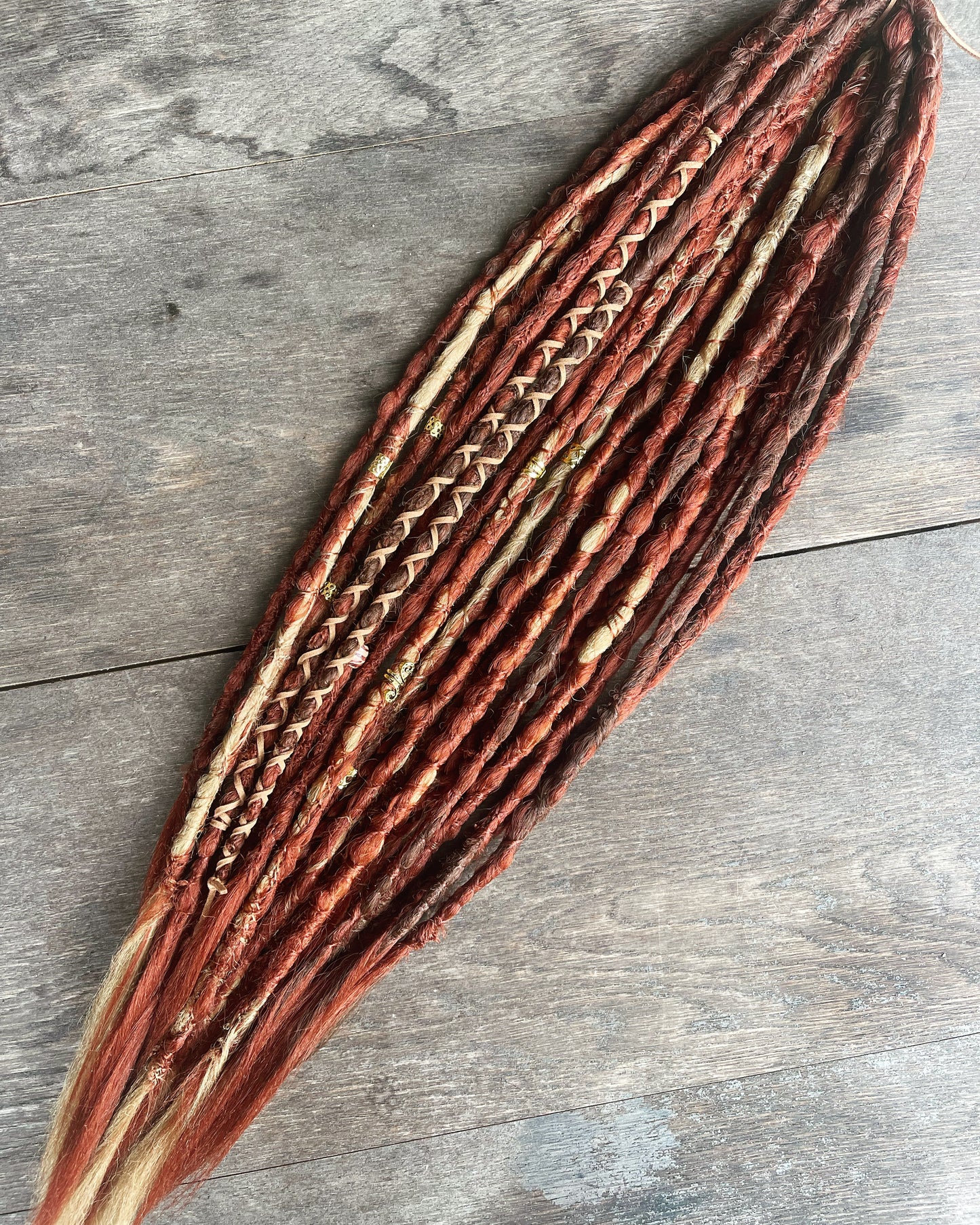 Geri Ombre Dreadlock Extensions Synthetic Double Ended Dreadlocks Synthetic Dread Set Auburn - Ombré