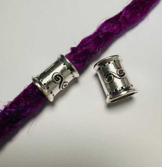Heavy Alloy Silver Dreadlock Beads