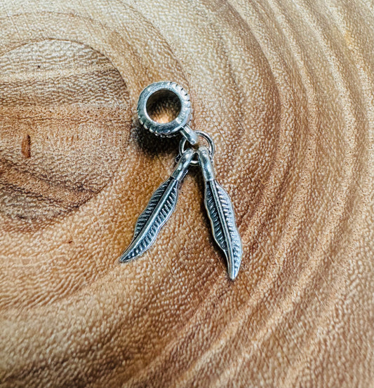 Tibetan Style Alloy Large Hole Dangle Charms Feathers