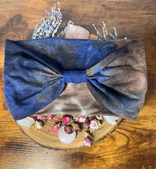 Blue & Brown Tie-Dye Extra Stretchy Headband