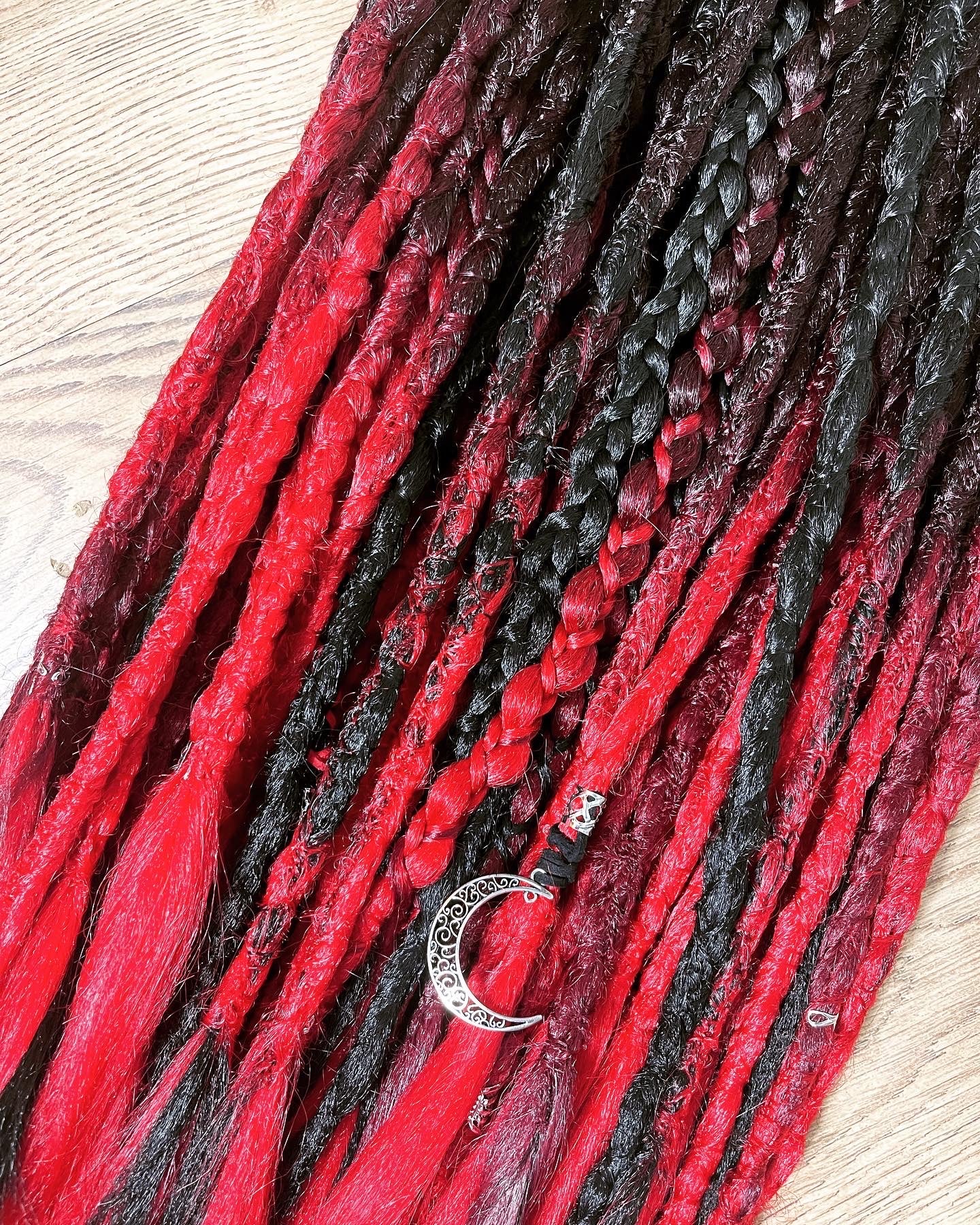 Lust Black Red Dreadlock Extensions Synthetic Double Ended Dreadlocks Synthetic Dread Set