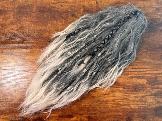 Clip in Dreadlock Ponytail -Grey Ombré