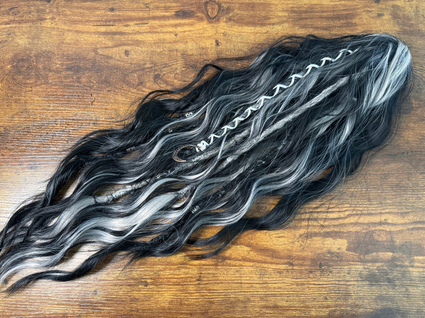 Clip in Dreadlock Ponytail -Grey Ombré