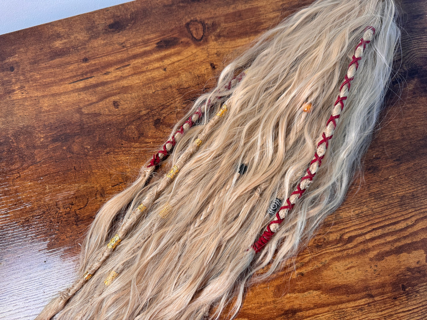 Clip in Dreadlock Ponytail -light Ivory Blonde