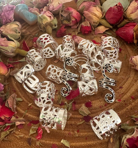 Silver Dreadlock Cuff Set 20 Random Silver Beads / Cuffs