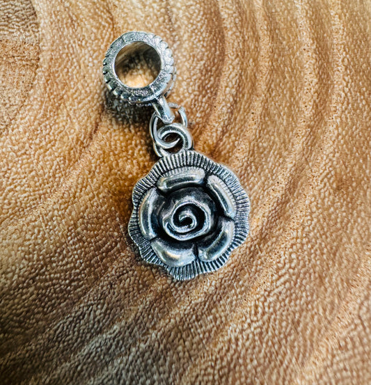 Tibetan Style Alloy Large Hole Dangle Charms Rose