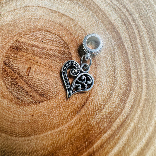 Tibetan Style Alloy Large Hole Dangle Charms Heart