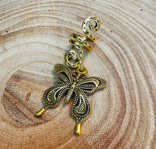 Antique Golden Hair Spiral Butterfly Large