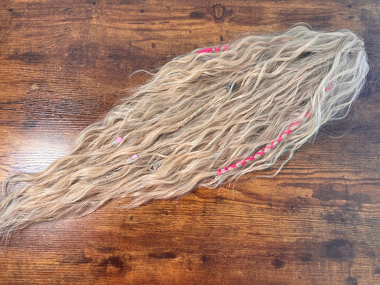 Clip in Dreadlock Ponytail -light Ivory Blonde