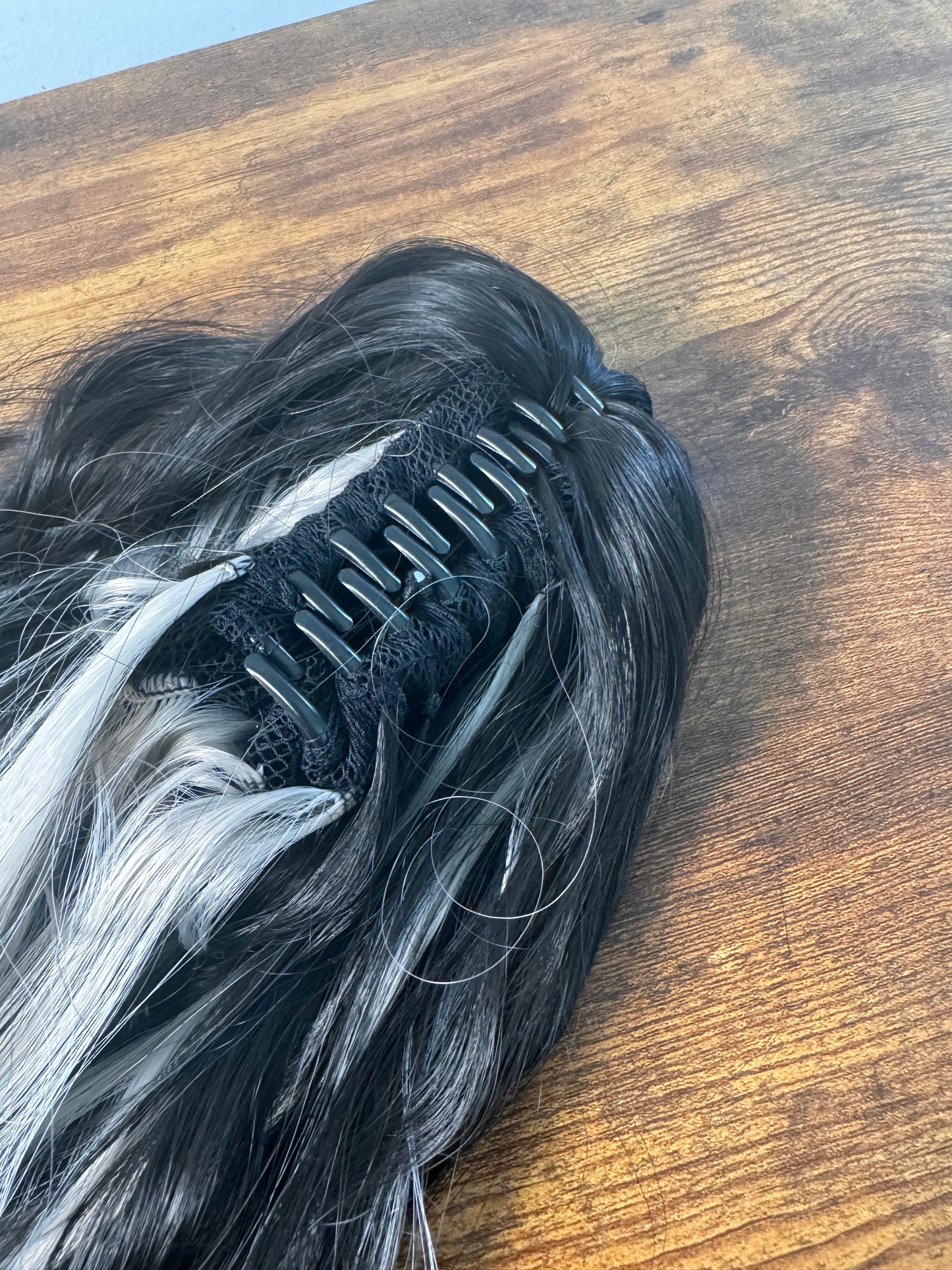 Clip in Dreadlock Ponytail -Grey Ombré