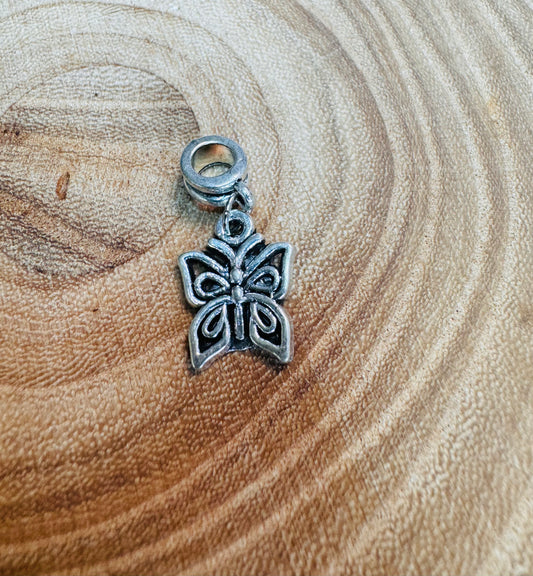 Tibetan Style Alloy Large Hole Dangle Charms Butterfly