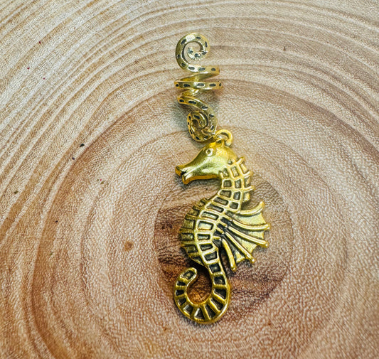 Antique Golden Hair Spiral Seahorse