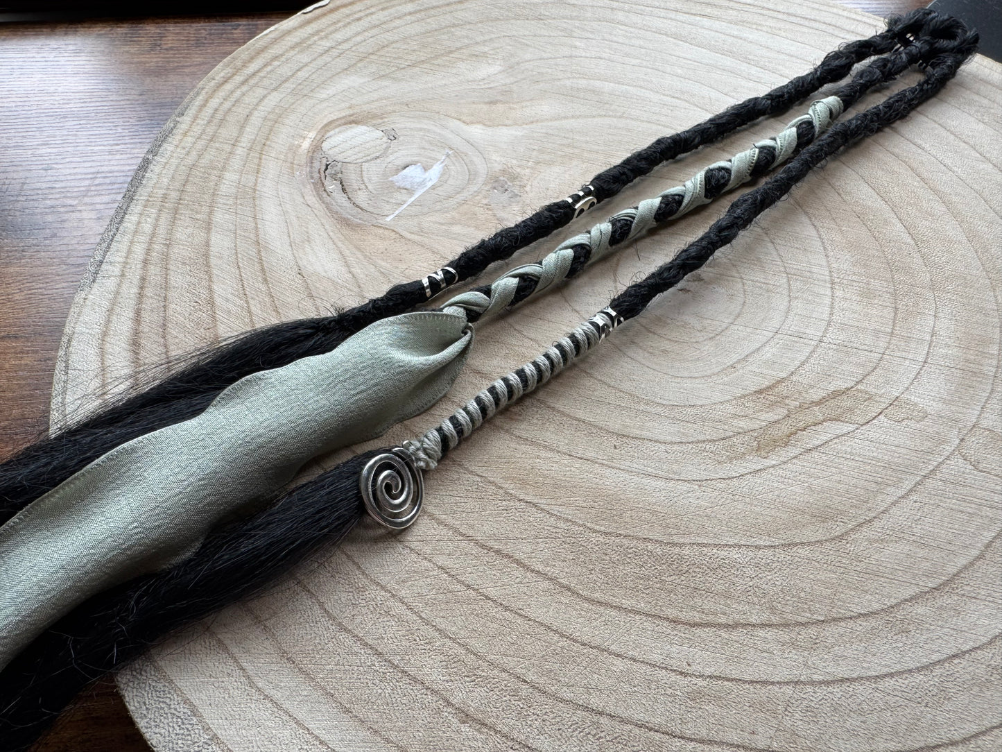 Raven Clip-In Dreadlocks (2 Locs + Wrap) | Handmade Synthetic Dreads | Easy Install | 14 inch | Boho Festival hair