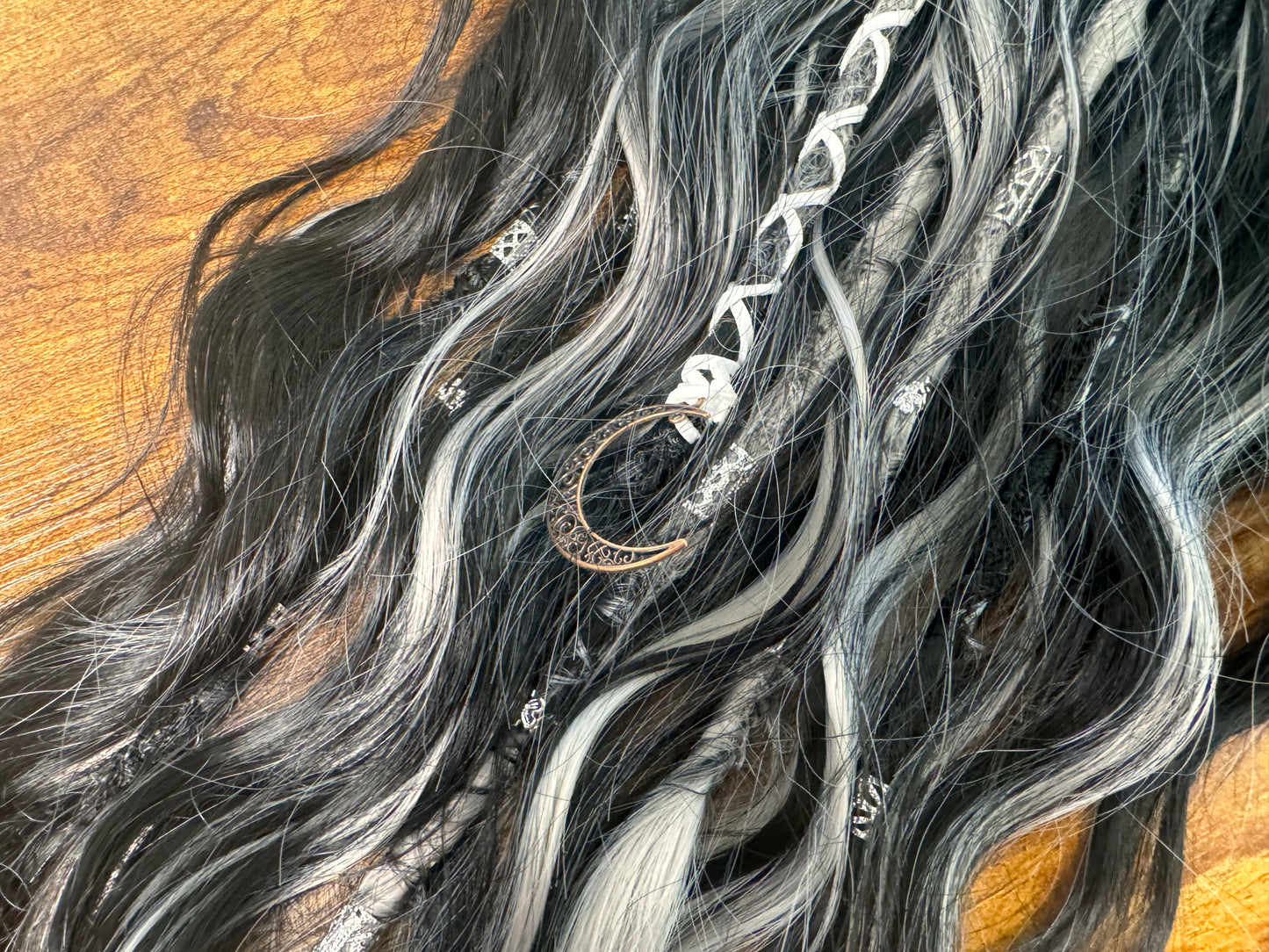 Clip in Dreadlock Ponytail -Grey Ombré