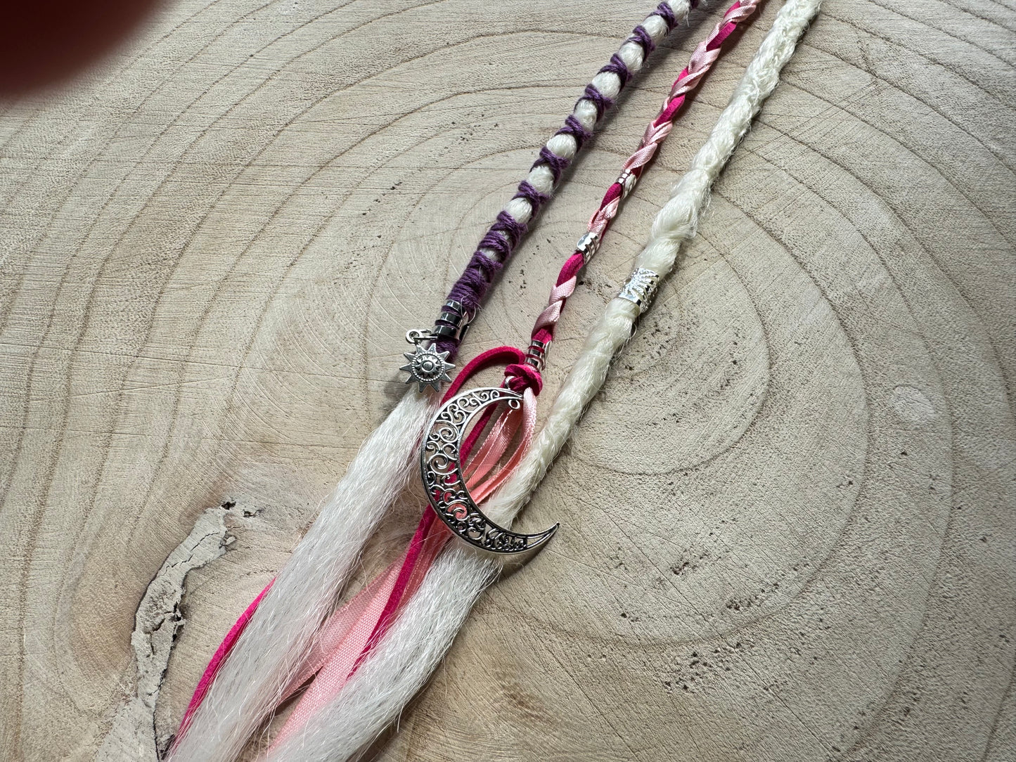 Peony Glow  Clip-In Dreadlocks (2 Locs + Wrap) | Handmade Synthetic Dreads | Easy Install | 14 inch | Boho Festival Hair