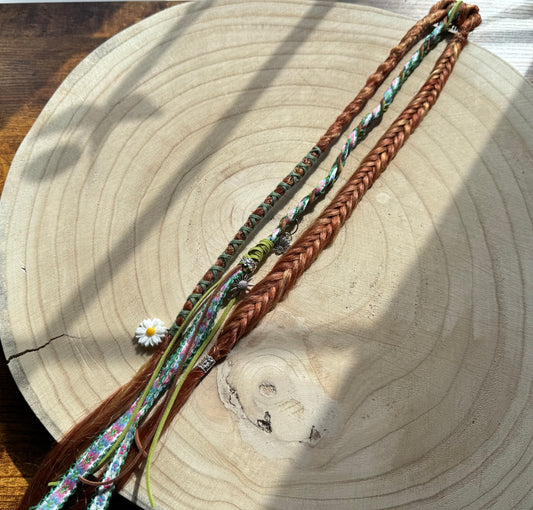 Daisy Whisper Clip-In Dreadlocks (2 Locs + Wrap) | Handmade Synthetic Dreads | Easy Install | 20 inch | Boho Festival hair