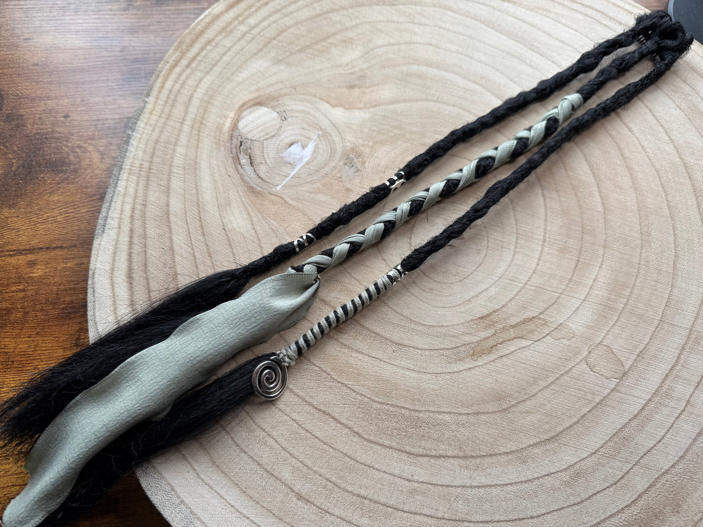 Raven Clip-In Dreadlocks (2 Locs + Wrap) | Handmade Synthetic Dreads | Easy Install | 14 inch | Boho Festival hair