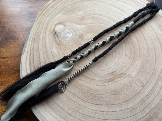 Raven Clip-In Dreadlocks (2 Locs + Wrap) | Handmade Synthetic Dreads | Easy Install | 14 inch | Boho Festival hair