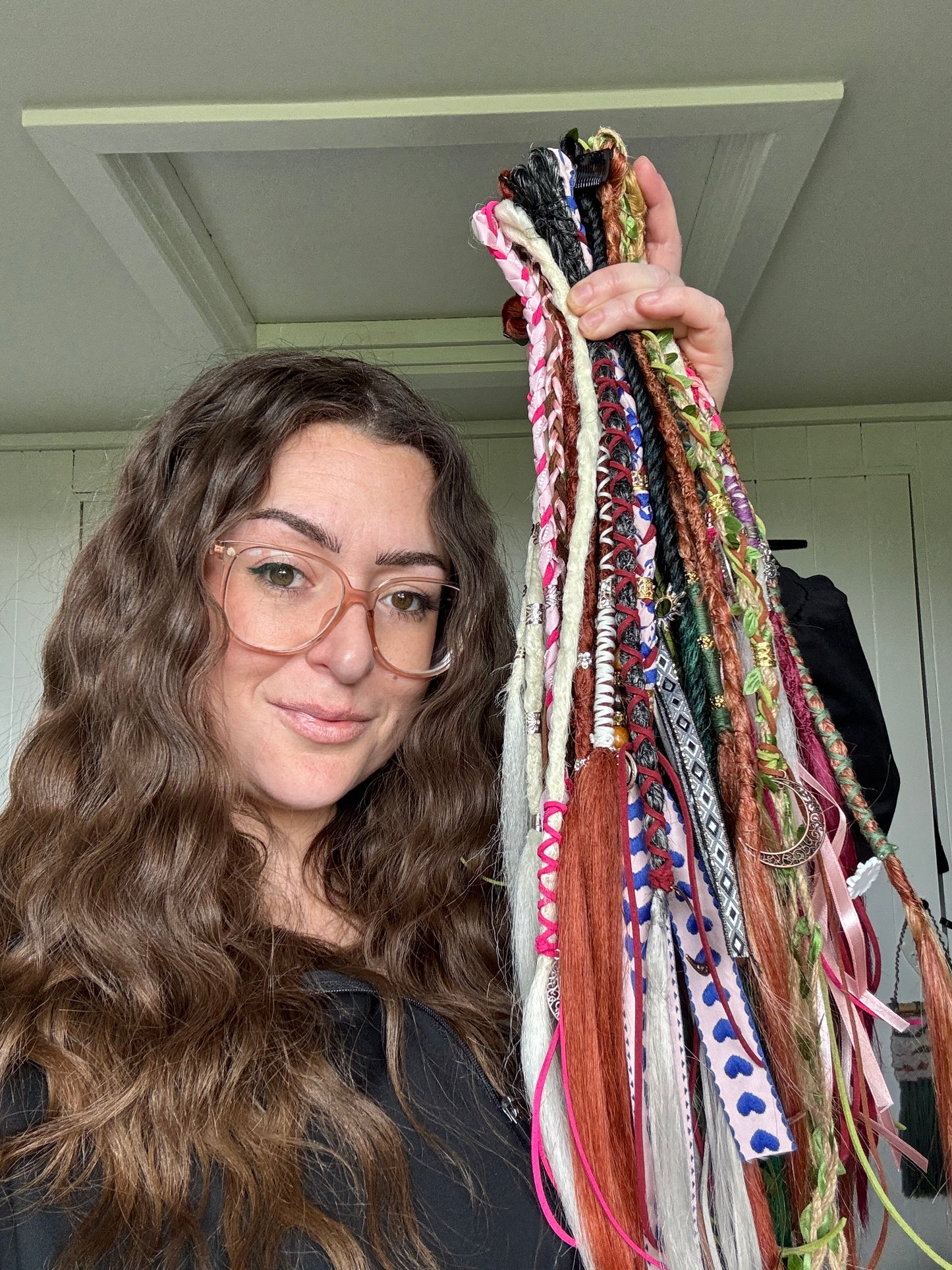 Custom Clip-In Dreadlocks – Synthetic Double Dreads with Hair Wrap – Handmade & Fully Customisable