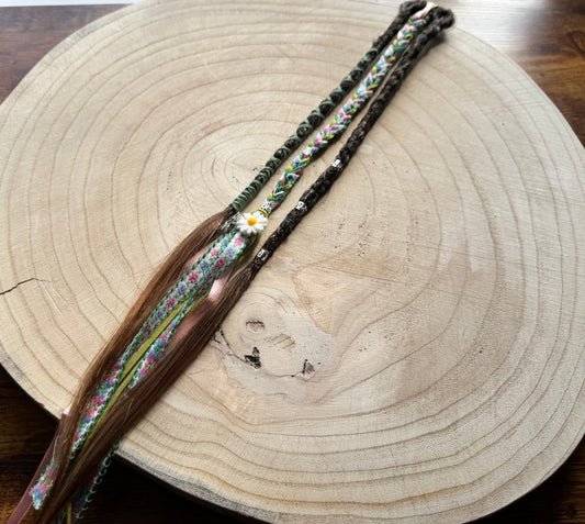 Soft Petal Clip-In Dreadlocks (2 Locs + Wrap) | Handmade Synthetic Dreads | Easy Install | 20 inch | Boho Festival hair