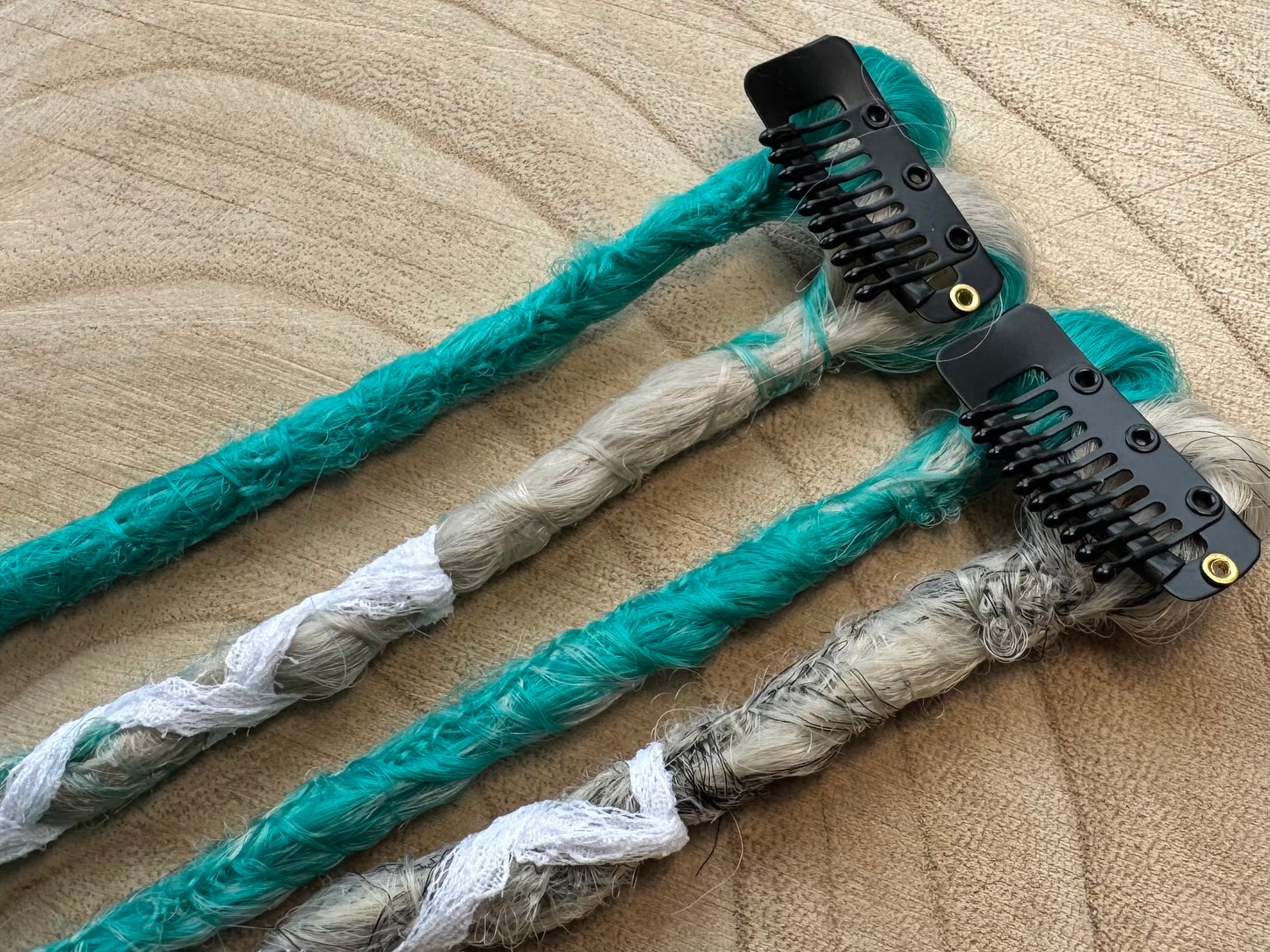 Prim Clip-In Dreadlocks Set of 2 | Handmade Synthetic Dreads | Easy Install | 20 inch | Boho Festival hair