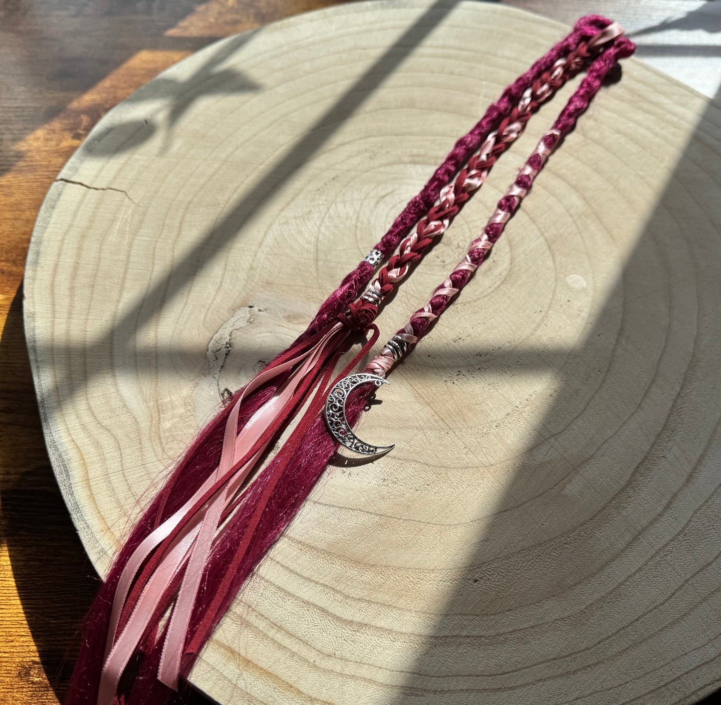 CherryBlossom Blush Clip-In Dreadlocks (2 Locs + Wrap) | Handmade Synthetic Dreads | Easy Install | 20 inch | Boho Festival Hair