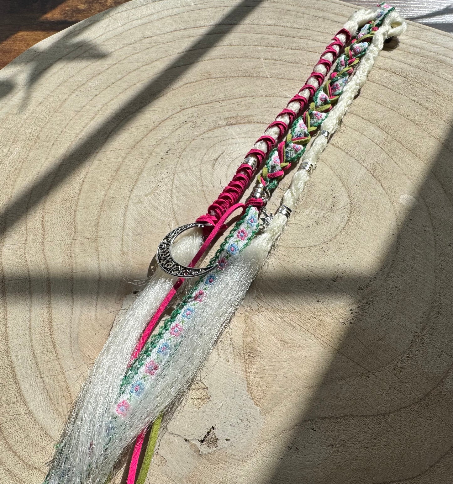 Spring Rose Clip-In Dreadlocks (2 Locs + Wrap) | Handmade Synthetic Dreads | Easy Install | 14 inch | Boho Festival hair