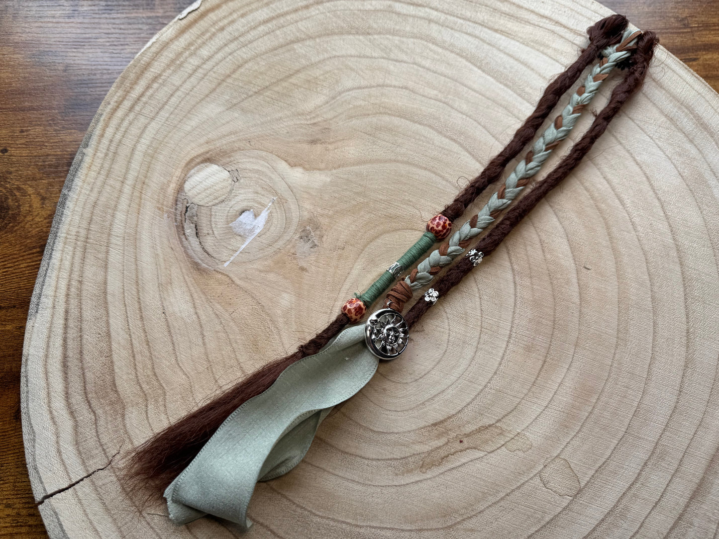 Nutmeg Clip-In Dreadlocks (2 Locs + Wrap) | Handmade Synthetic Dreads | Easy Install | 14 inch | Boho Festival hair