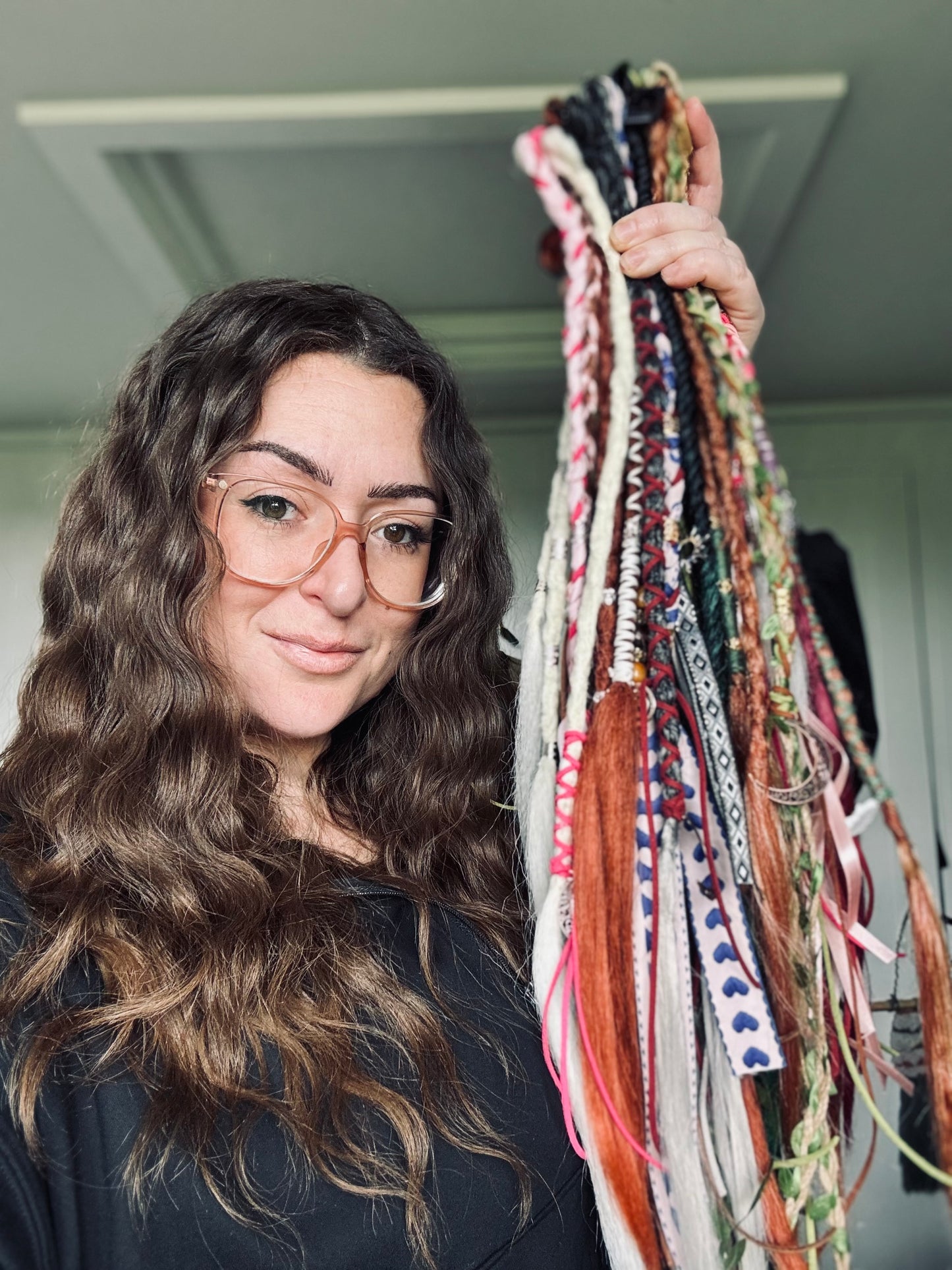 Custom Clip-In Dreadlocks – Synthetic Double Dreads with Hair Wrap – Handmade & Fully Customisable