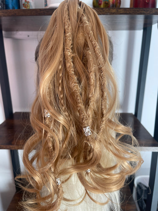 Clip in Dreadlock Ponytail - Short Blonde