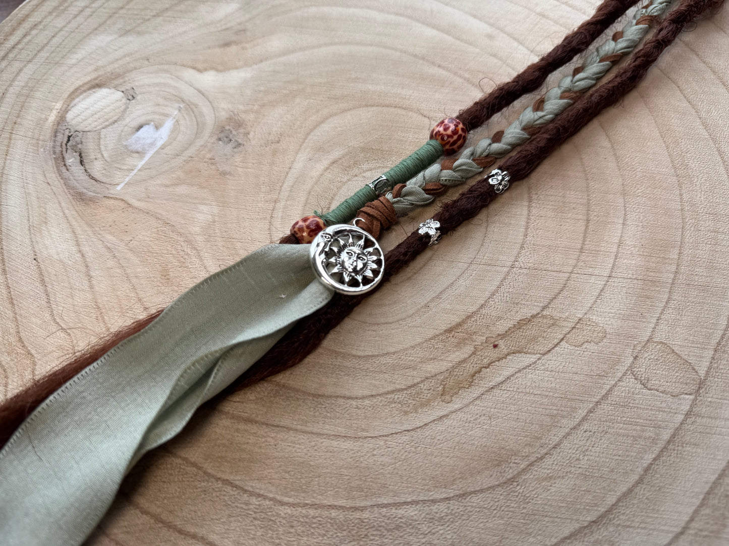 Nutmeg Clip-In Dreadlocks (2 Locs + Wrap) | Handmade Synthetic Dreads | Easy Install | 14 inch | Boho Festival hair