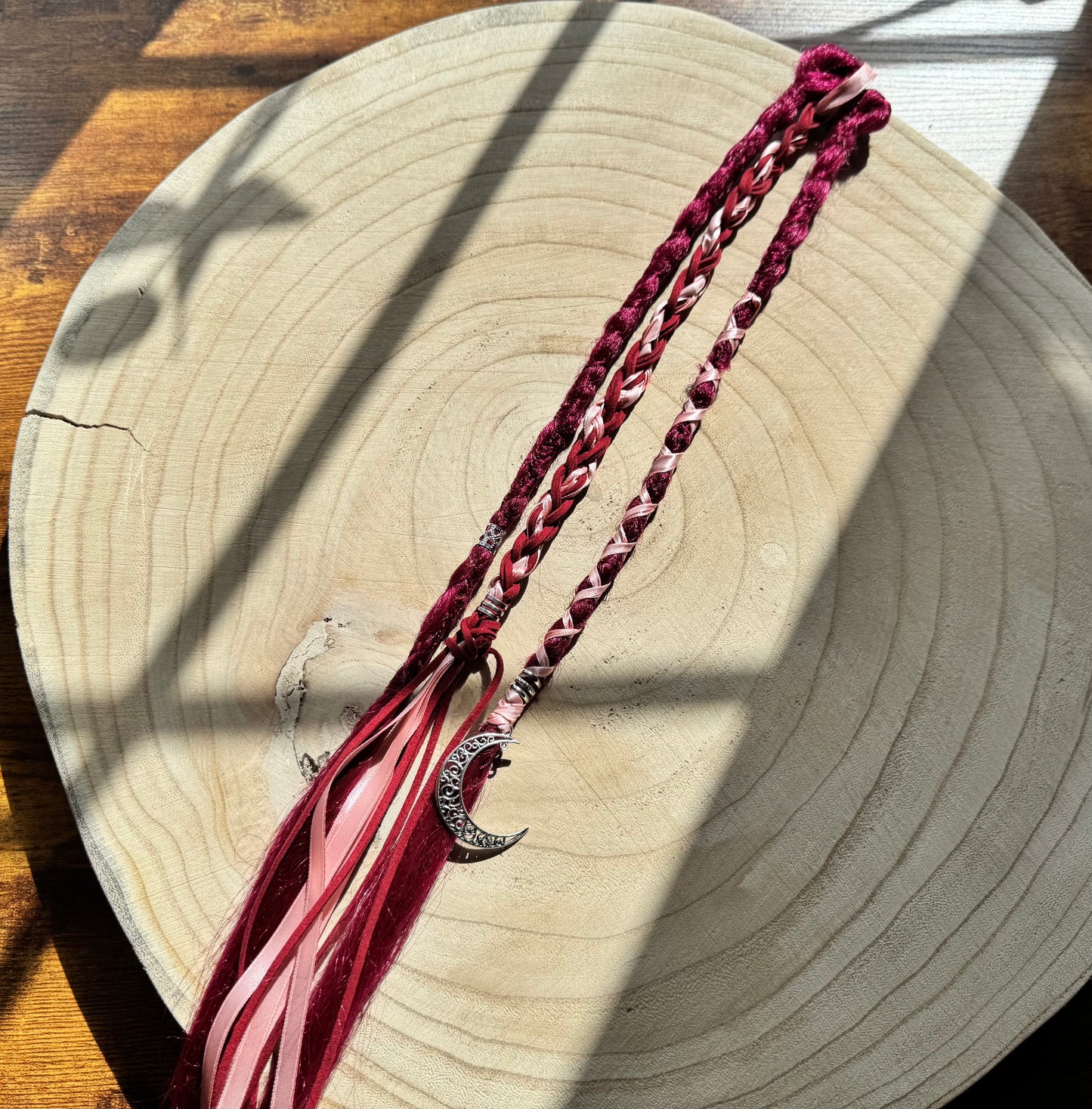 CherryBlossom Blush Clip-In Dreadlocks (2 Locs + Wrap) | Handmade Synthetic Dreads | Easy Install | 20 inch | Boho Festival Hair