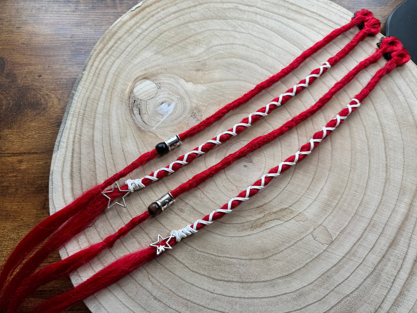 Cerise Clip-In Dreadlocks Set of 2 | Handmade Synthetic Dreads | Easy Install | 20 inch | Boho Festival hair
