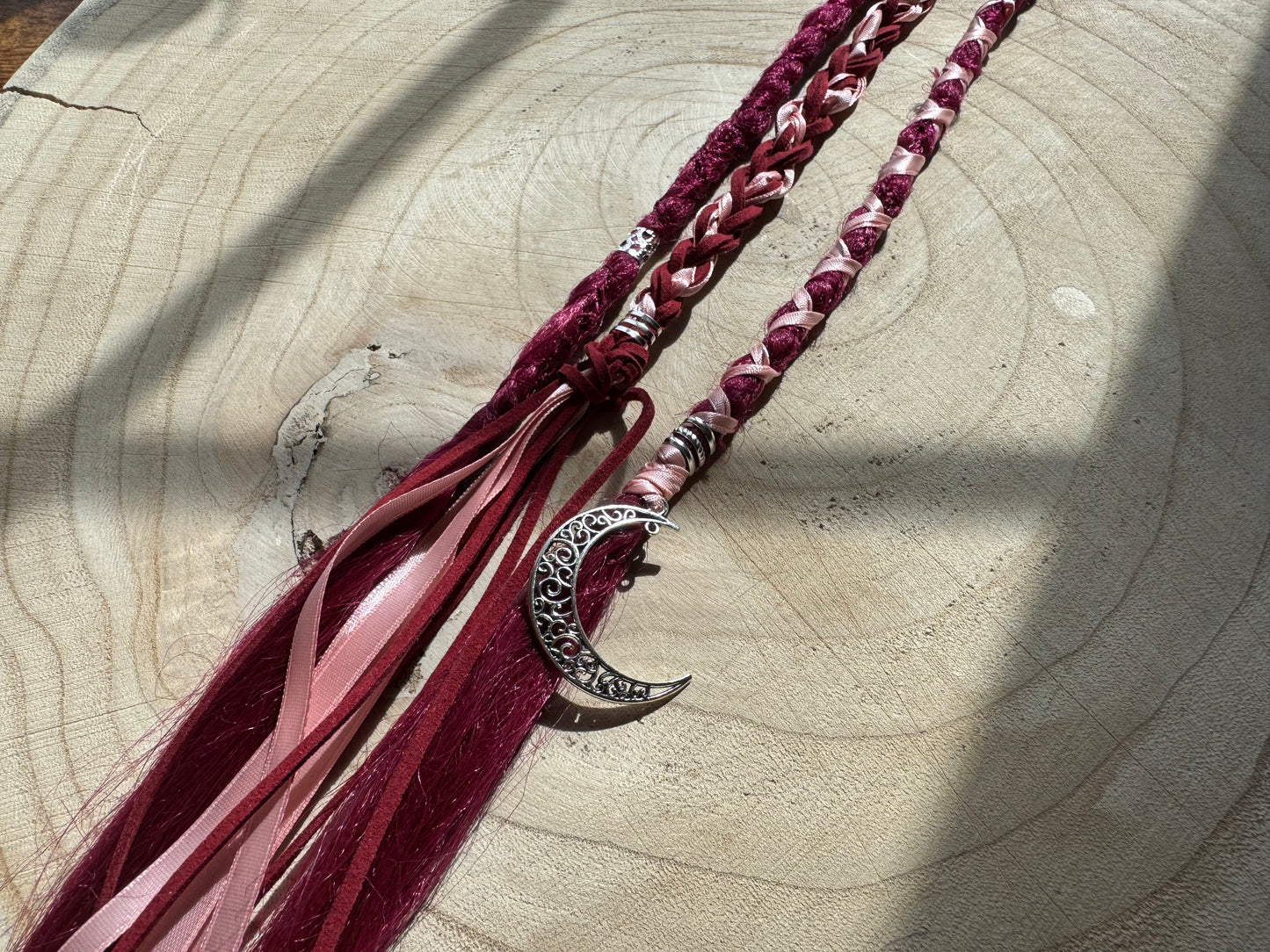 CherryBlossom Blush Clip-In Dreadlocks (2 Locs + Wrap) | Handmade Synthetic Dreads | Easy Install | 20 inch | Boho Festival Hair
