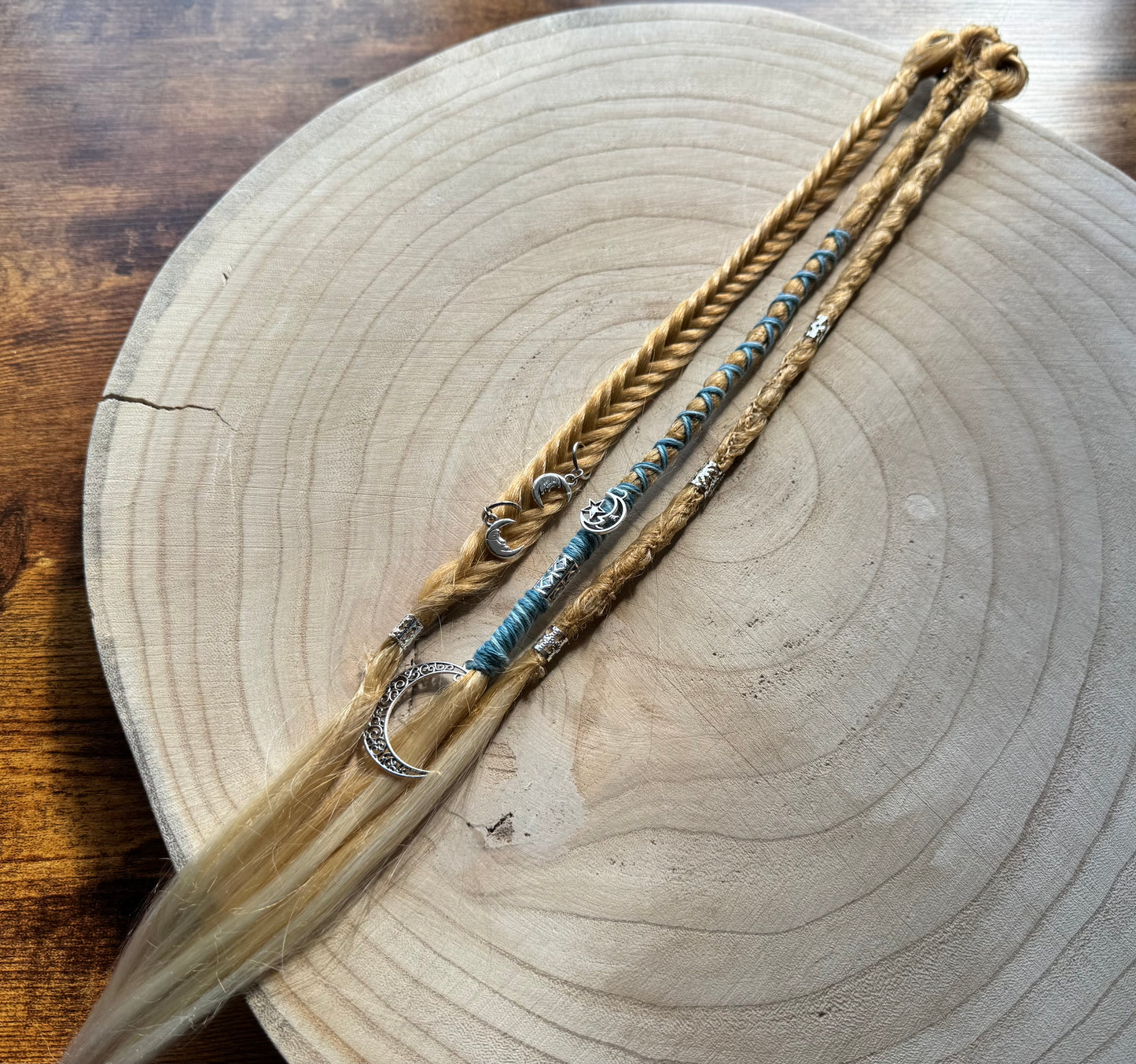 Honeyblossom Clip-In Dreadlocks (2 Locs + Wrap) | Handmade Synthetic Dreads | Easy Install | 22 inch | Boho Festival Hair