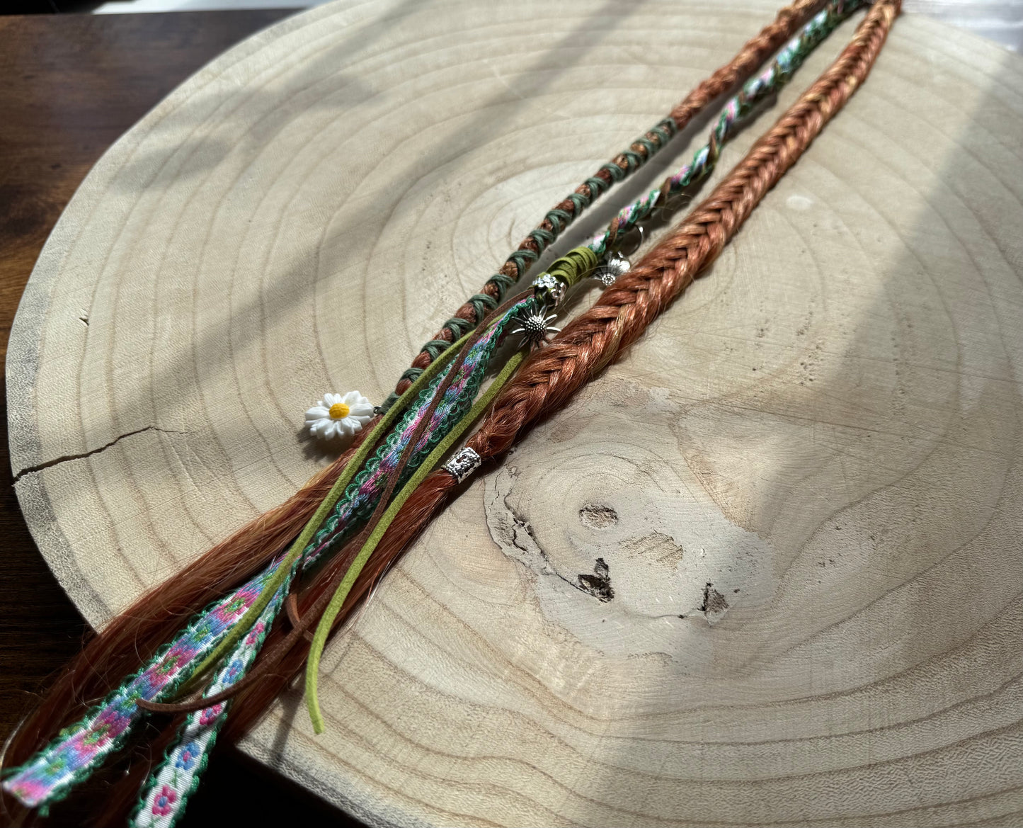 Daisy Whisper Clip-In Dreadlocks (2 Locs + Wrap) | Handmade Synthetic Dreads | Easy Install | 20 inch | Boho Festival hair