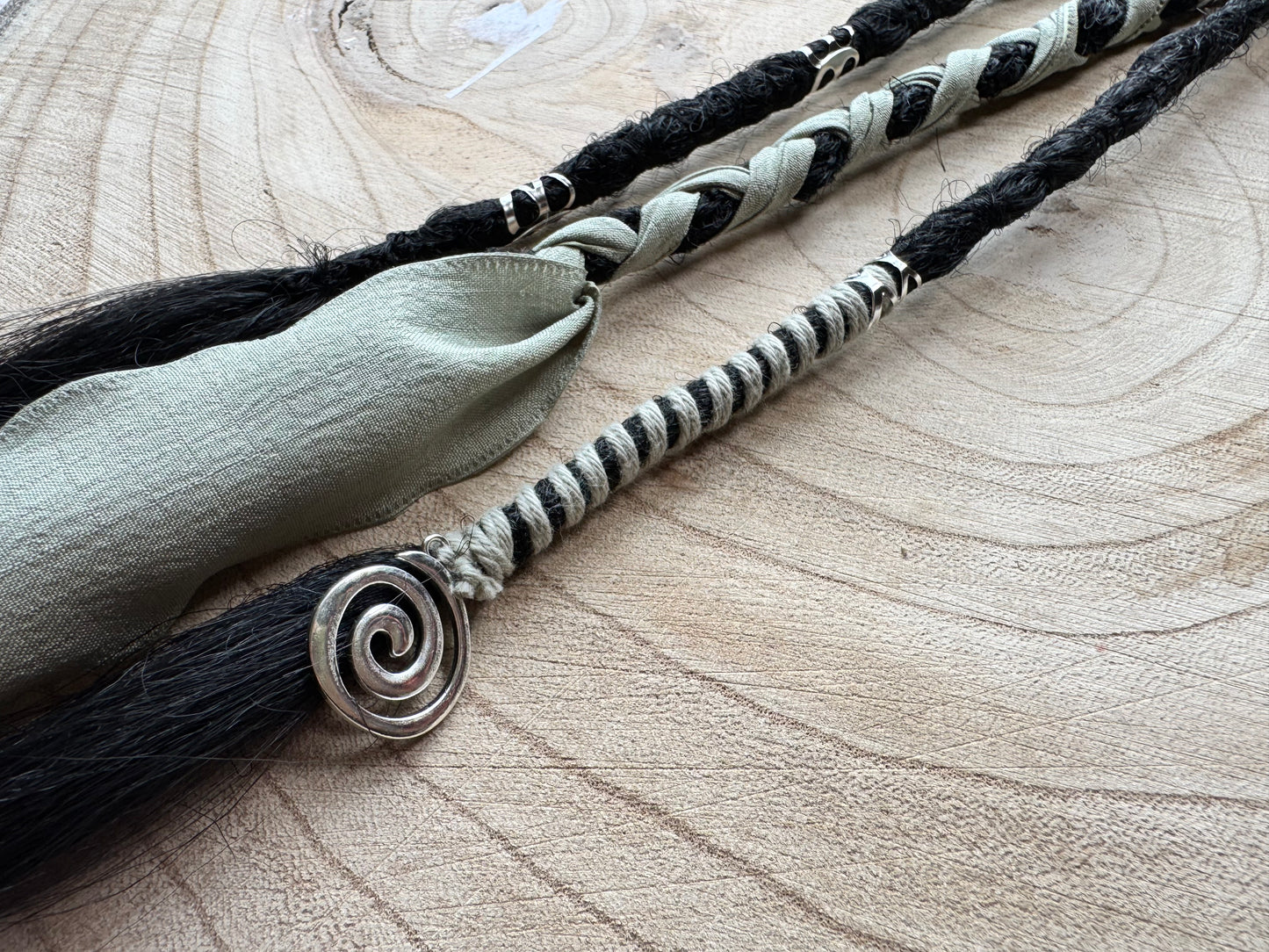 Raven Clip-In Dreadlocks (2 Locs + Wrap) | Handmade Synthetic Dreads | Easy Install | 14 inch | Boho Festival hair