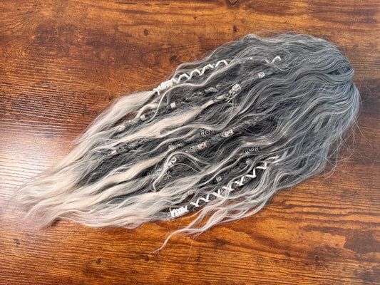 Clip in Dreadlock Ponytail -Grey Ombré