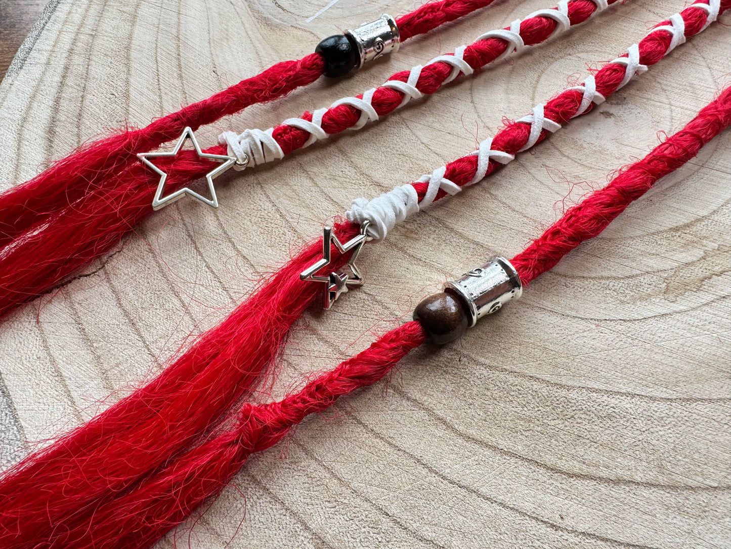 Cerise Clip-In Dreadlocks Set of 2 | Handmade Synthetic Dreads | Easy Install | 20 inch | Boho Festival hair