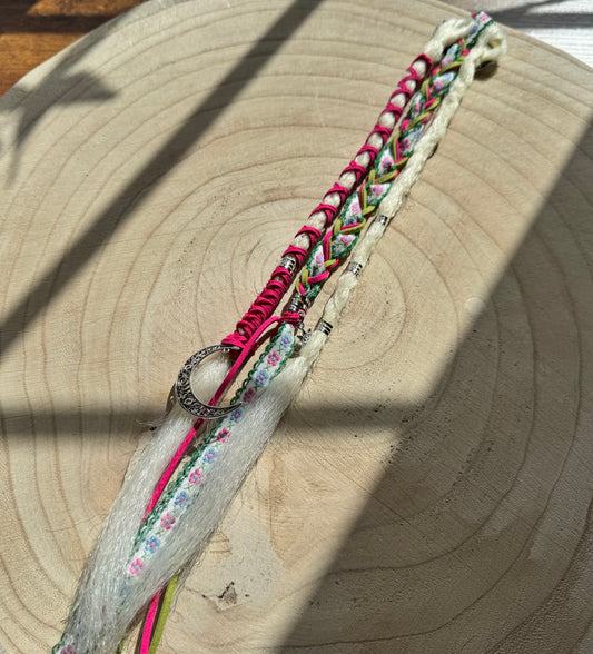 Spring Rose Clip-In Dreadlocks (2 Locs + Wrap) | Handmade Synthetic Dreads | Easy Install | 14 inch | Boho Festival hair