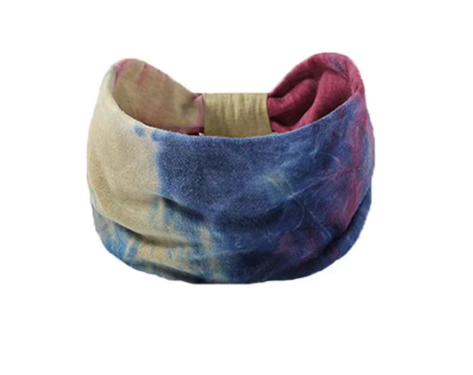 Extra wide Stretch Tie Dye blue Purple Headband