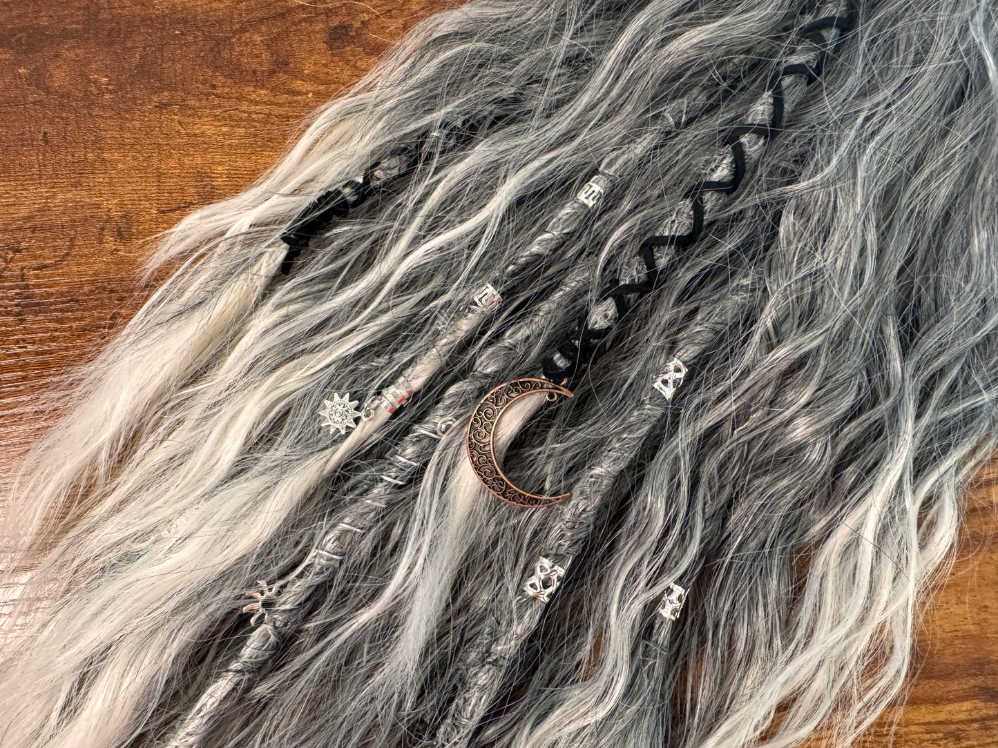 Clip in Dreadlock Ponytail -Grey Ombré