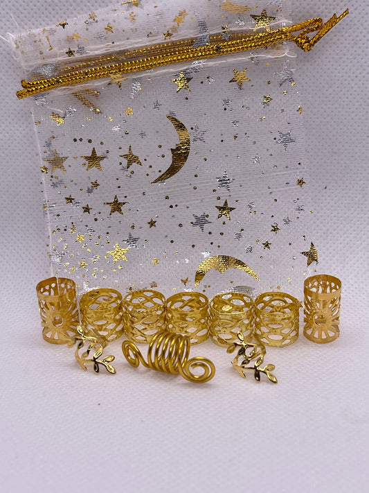 Gold Dreadlock Cuff Set ( Mixed) Set of 10