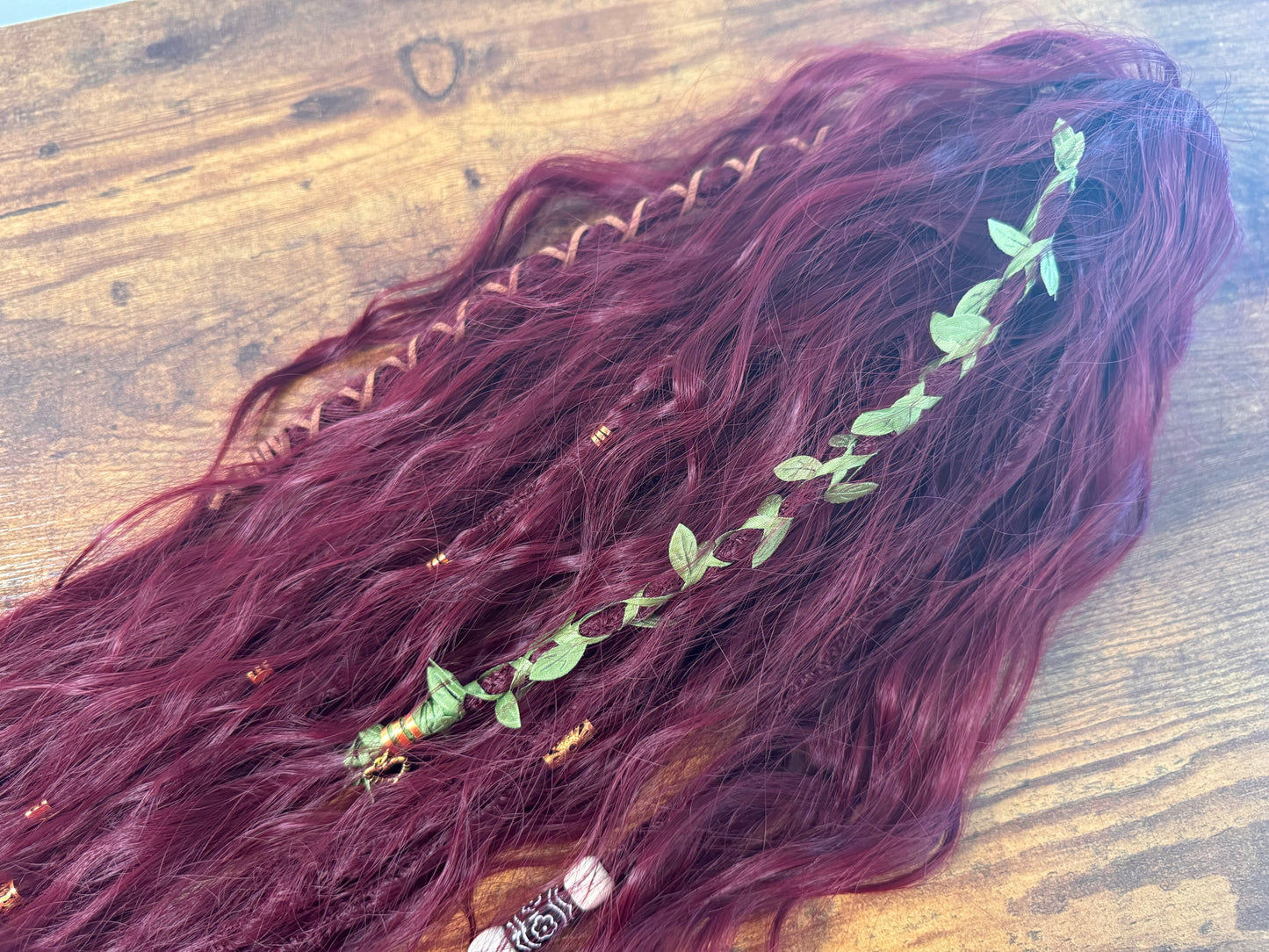 Clip in Dreadlock Ponytail - Dark Red